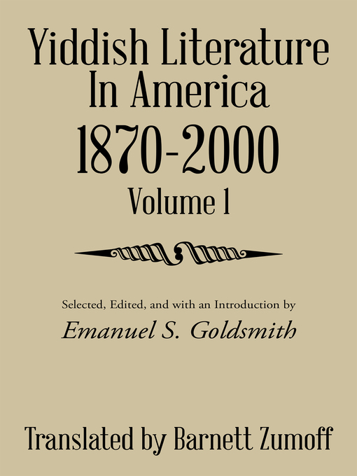 Title details for Yiddish Literature in America 1870-2000 by Barnett Zumoff - Available